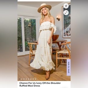 Lulus Chance For Us Ivory Off-the-Shoulder Ruffled Maxi Dress